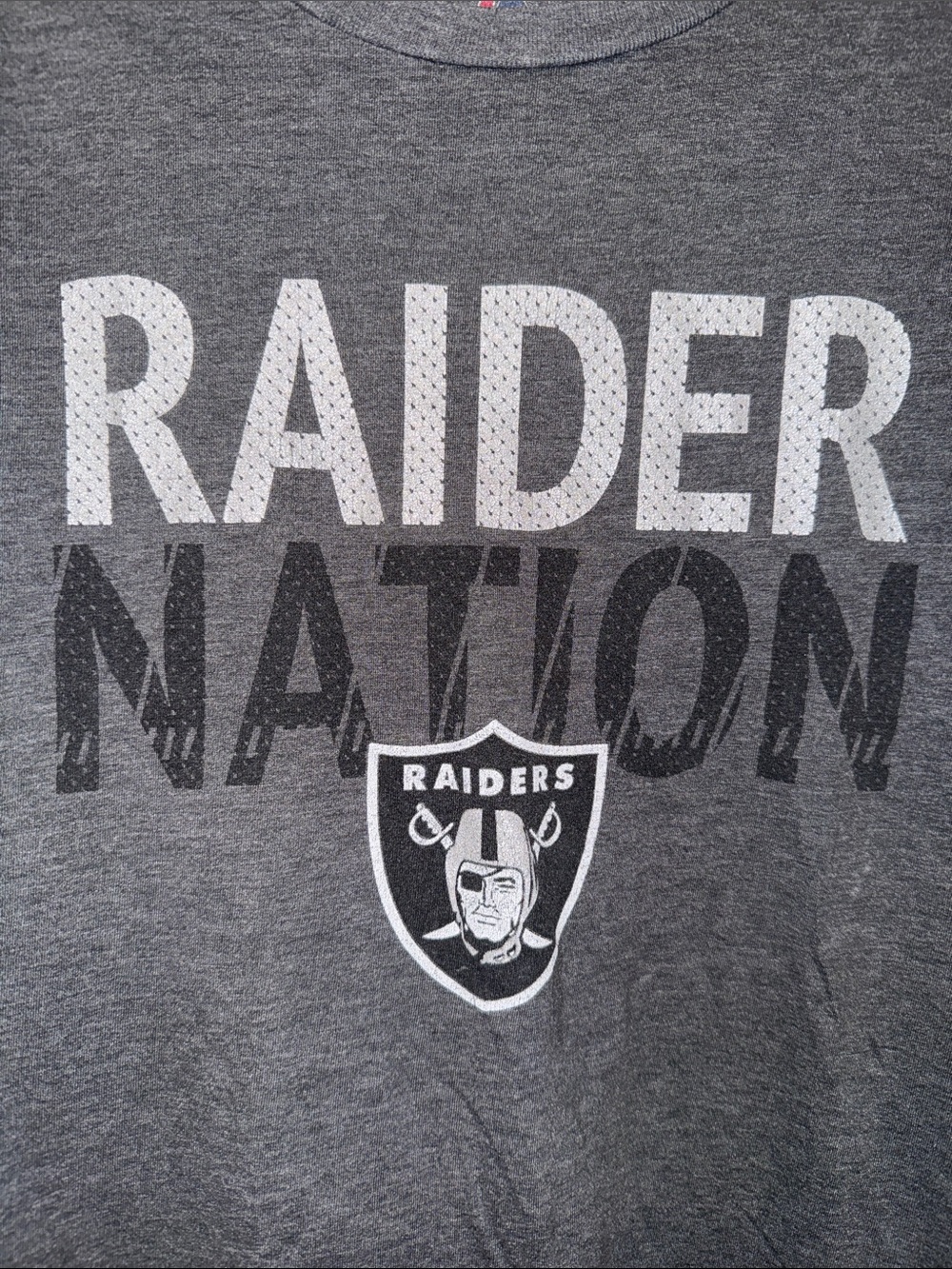 Majestic NFL Las Vegas Raiders Nation Graphic Tee - Gray Men’s Size Large 🔥 G6 - Picture 2 of 3